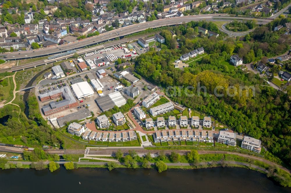 Essen from the bird's eye view: Residential area of a??a??multi-family housing estate with semi-detached houses in Essen in the state of North Rhine-Westphalia, Germany