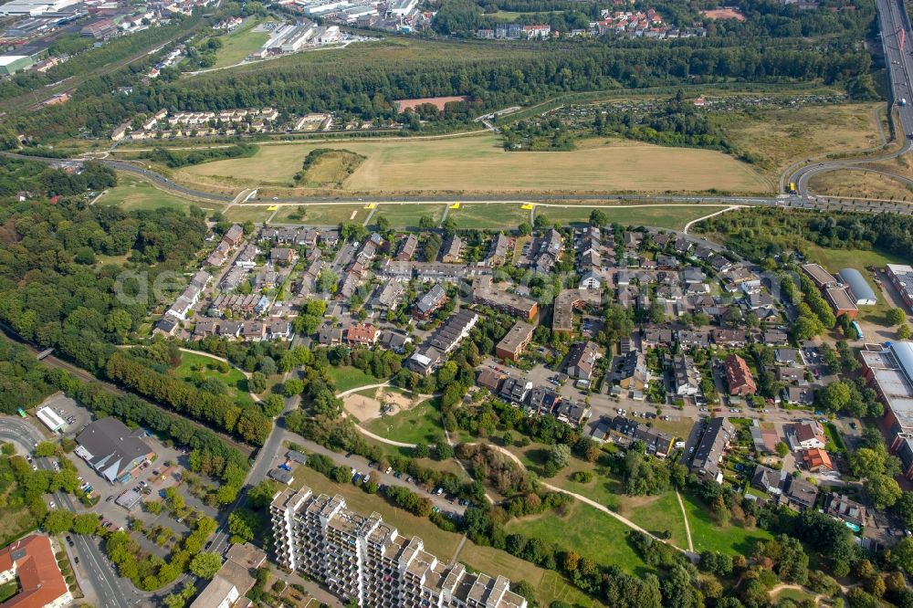 Dortmund from above - Residential area of a block of flats settlement in the Dorstfelder avenue in Dortmund in the federal state North Rhine-Westphalia