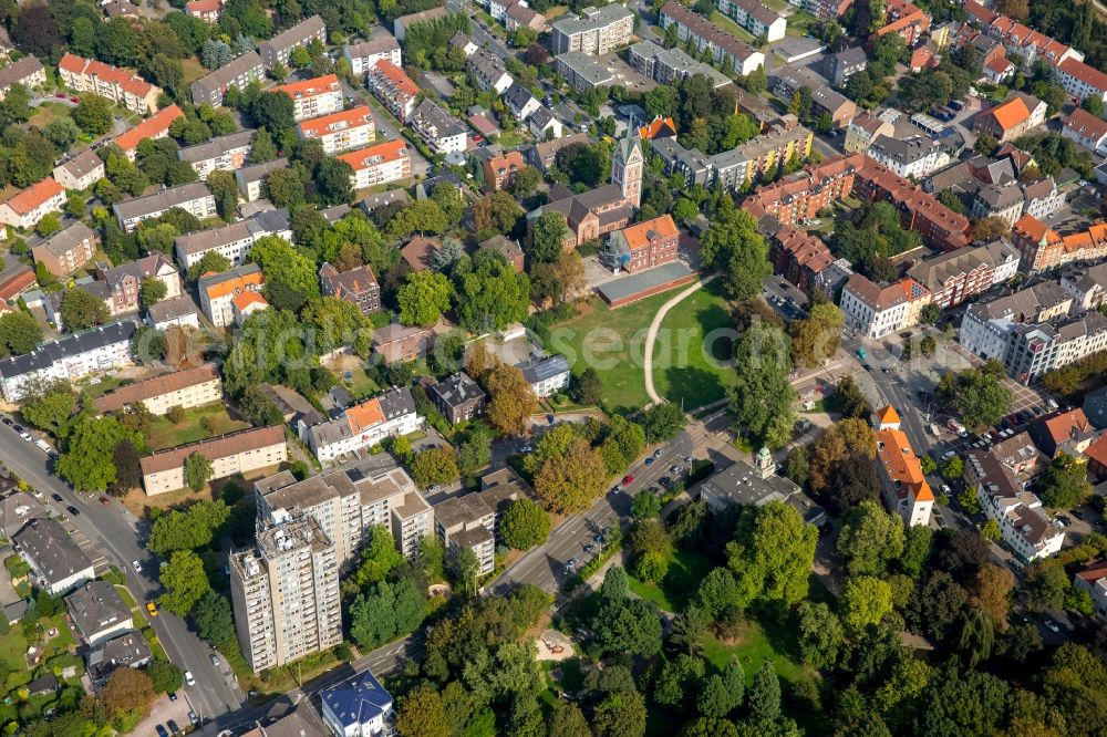 Dortmund from above - Residential area of a block of flats settlement in the Dorstfelder Hellweg in Dortmund in the federal state North Rhine-Westphalia