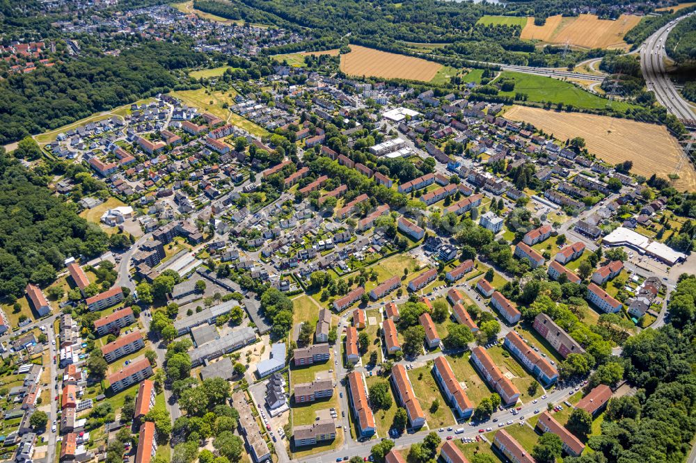 Aerial photograph Dortmund - Residential area of the multi-family house settlement in the district Jungferntal in Dortmund at Ruhrgebiet in the state North Rhine-Westphalia, Germany