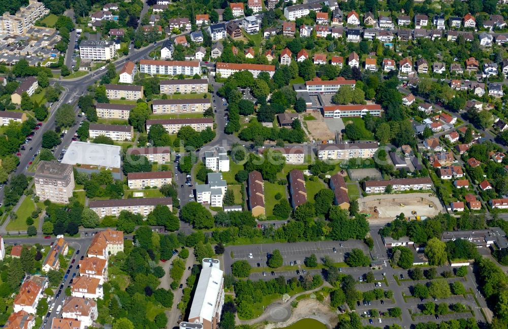 Göttingen from above - Residential area of the multi-family house settlement Ebertal in Goettingen in the state Lower Saxony, Germany