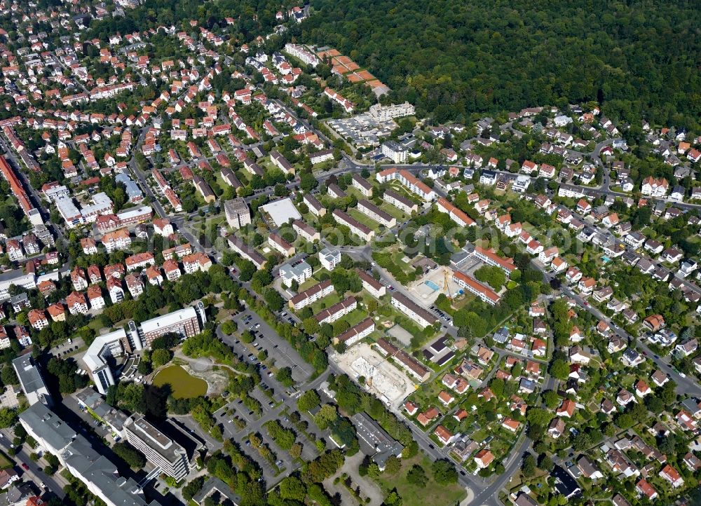 Göttingen from above - Residential area of the multi-family house settlement Ebertal in Goettingen in the state Lower Saxony, Germany