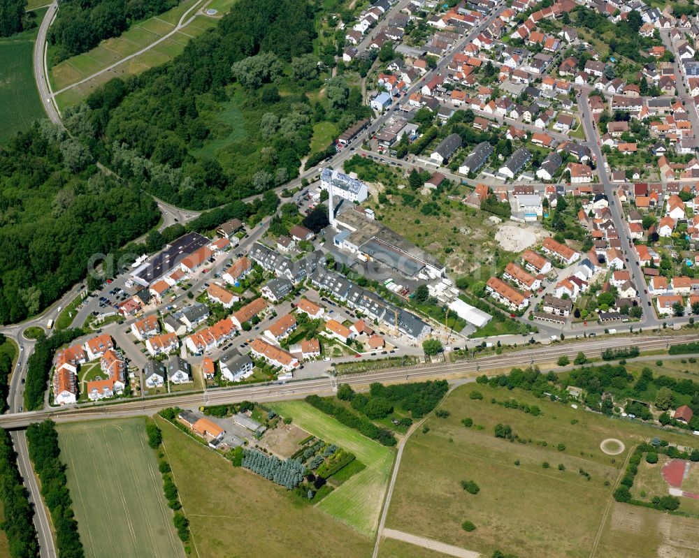 Aerial image Eggenstein - Residential area of the multi-family house settlement in Eggenstein in the state Baden-Wuerttemberg, Germany