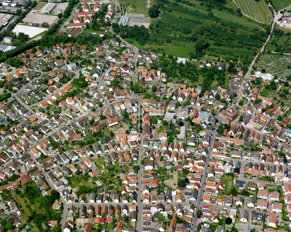 Aerial image Eggenstein - Residential area of the multi-family house settlement in Eggenstein in the state Baden-Wuerttemberg, Germany