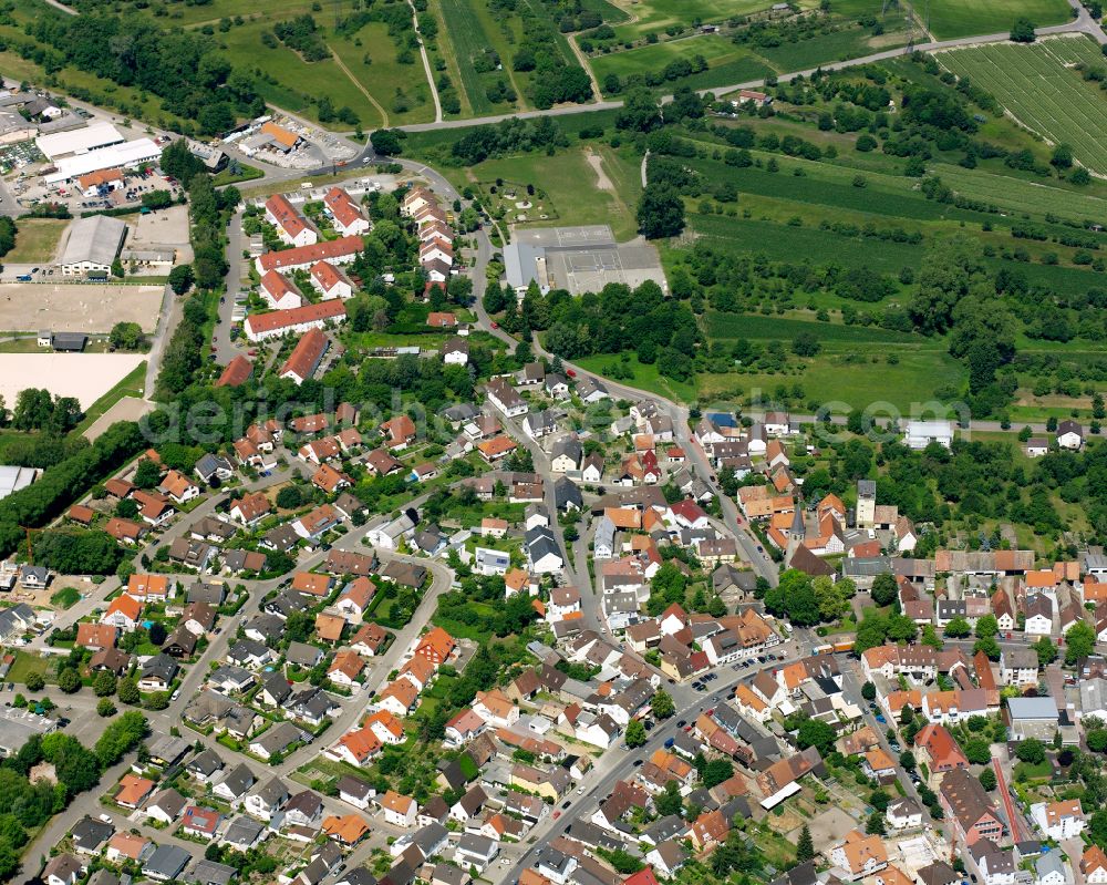 Aerial photograph Eggenstein - Residential area of the multi-family house settlement in Eggenstein in the state Baden-Wuerttemberg, Germany