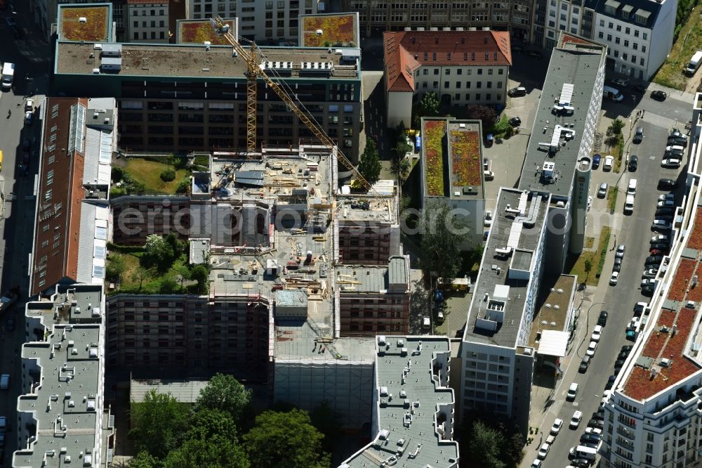 Berlin from above - Residential area of the multi-family house settlement Elisabeth-Mara-Strasse - Wallstrasse in the district Mitte in Berlin, Germany