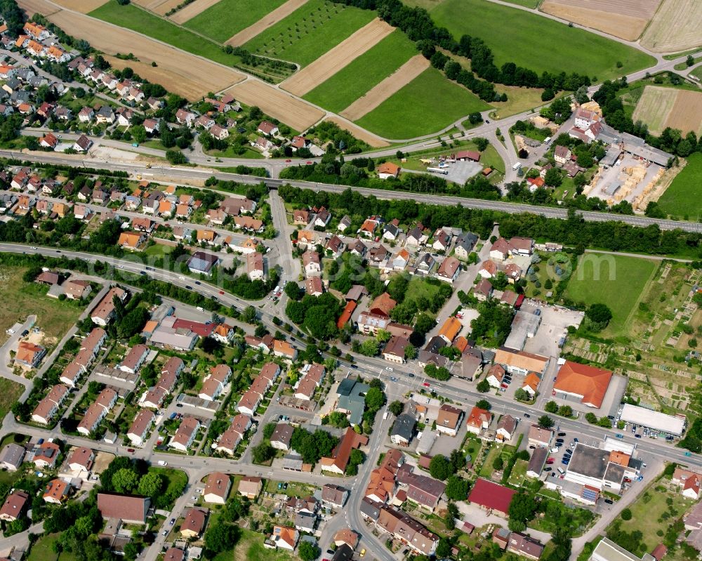 Aerial photograph Ellhofen - Residential area of the multi-family house settlement in Ellhofen in the state Baden-Wuerttemberg, Germany