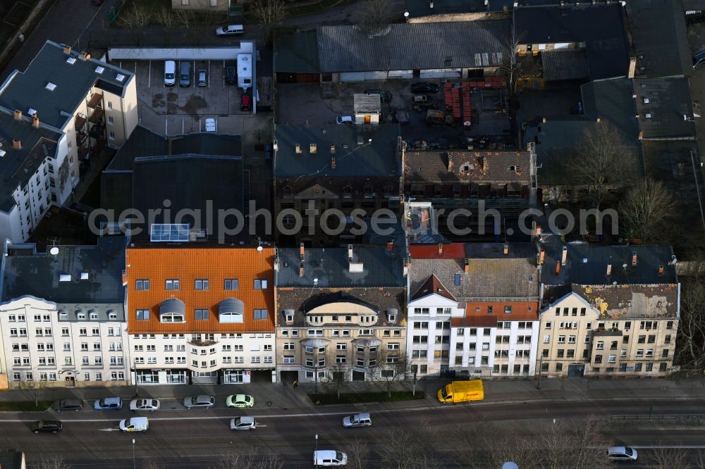 Aerial image Halle (Saale) - Residential area of the multi-family house settlement along the Berliner Strasse in Halle (Saale) in the state Saxony-Anhalt, Germany