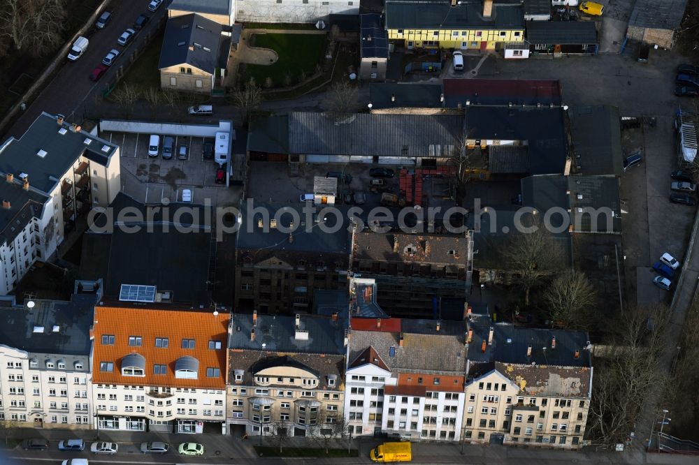 Aerial photograph Halle (Saale) - Residential area of the multi-family house settlement along the Berliner Strasse in Halle (Saale) in the state Saxony-Anhalt, Germany