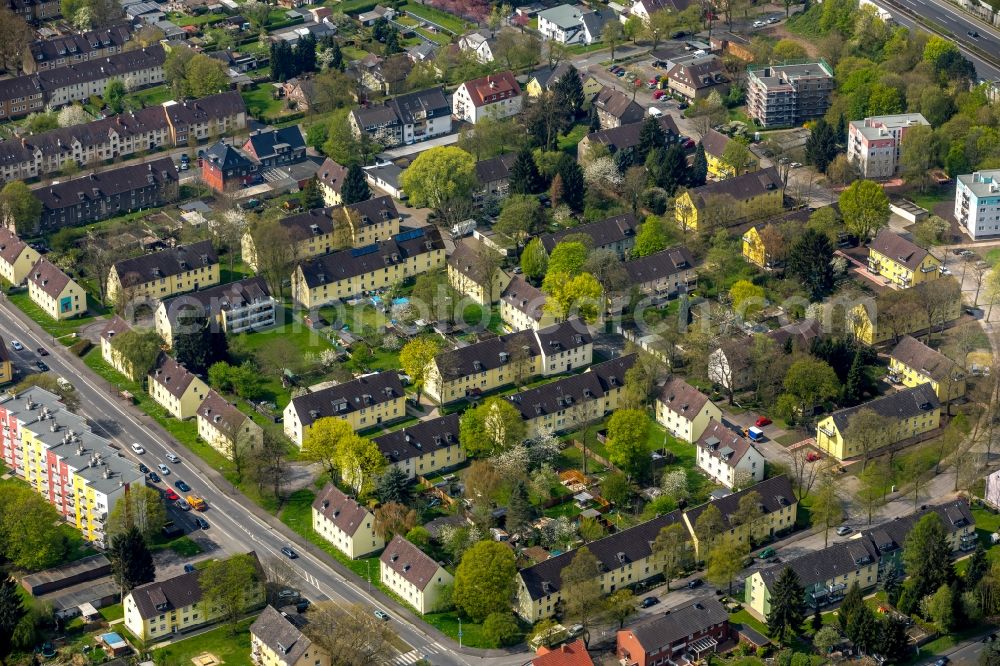 Aerial photograph Kamen - Residential area of the multi-family house settlement along the Bogenstrasse - Nordring in Kamen in the state North Rhine-Westphalia, Germany