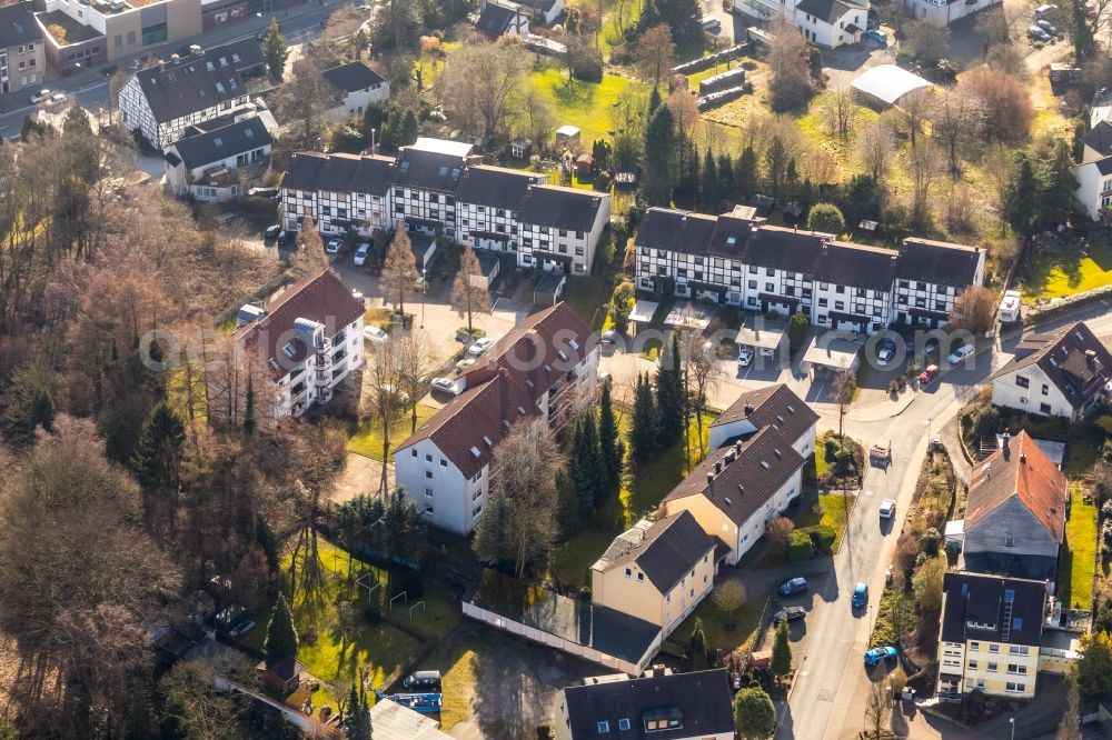 Witten from above - Residential area of the multi-family house settlement along the Eickelkampstrasse in Witten in the state North Rhine-Westphalia, Germany