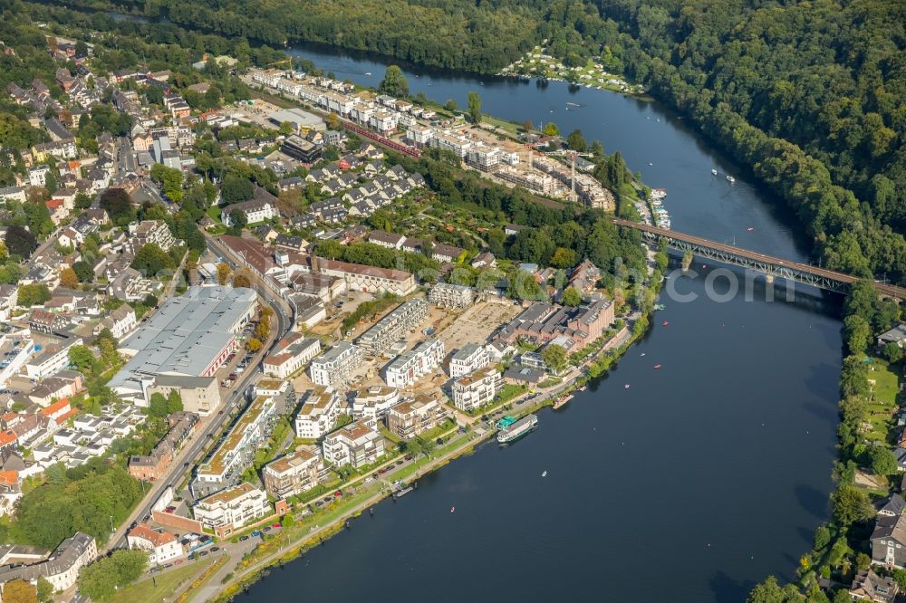 Aerial image Kettwig - Residential area of the multi-family house settlement entlang dem Promenadenweg - Am Wollboden in Kettwig in the state North Rhine-Westphalia, Germany