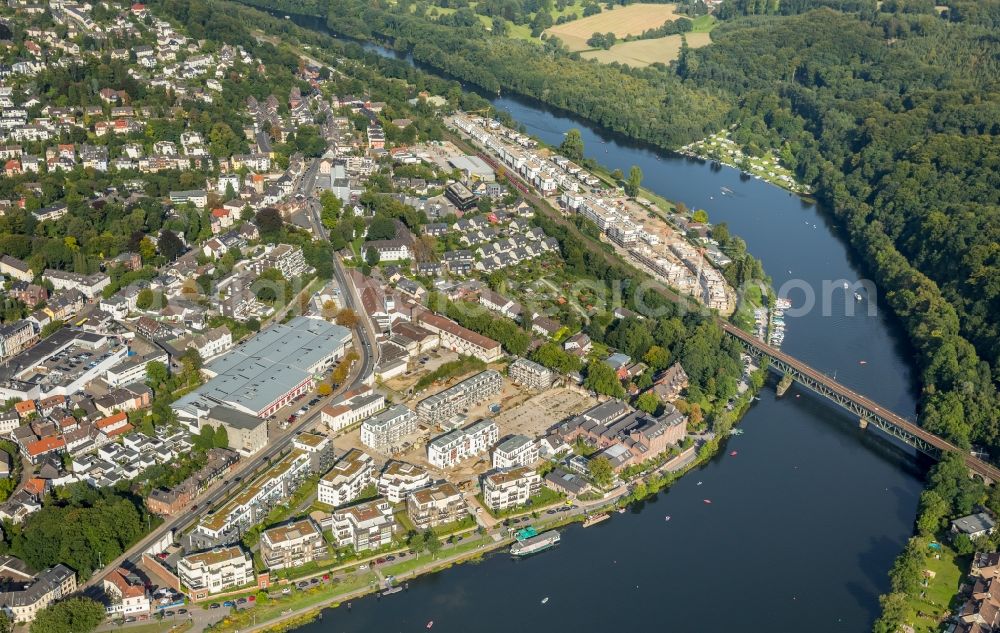 Aerial photograph Kettwig - Residential area of the multi-family house settlement entlang dem Promenadenweg - Am Wollboden in Kettwig in the state North Rhine-Westphalia, Germany