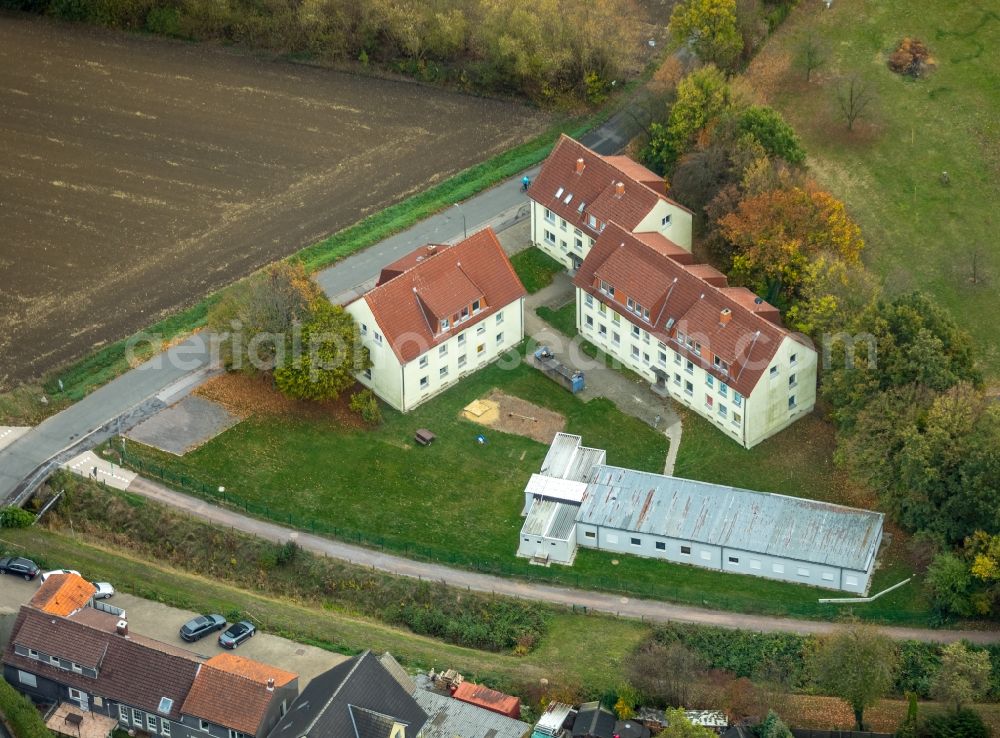 Aerial photograph Bönen - Residential area of the multi-family house settlement along the Strasse Am Nordkonp in Boenen in the state North Rhine-Westphalia, Germany