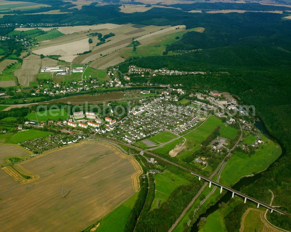 Falkenau from above - Residential area of the multi-family house settlement in Falkenau in the state Saxony, Germany