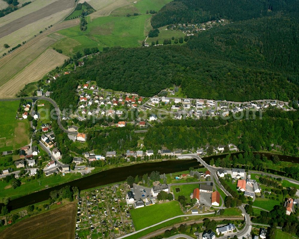 Falkenau from the bird's eye view: Residential area of the multi-family house settlement in Falkenau in the state Saxony, Germany