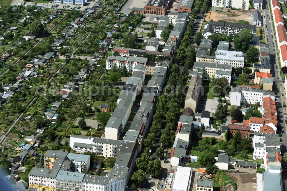 Magdeburg from above - Residential area of a multi-family house settlement on Fichtestrasse in Magdeburg in the state Saxony-Anhalt