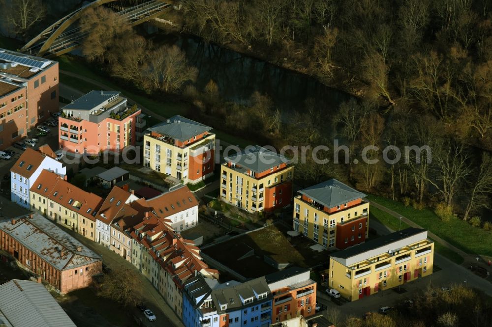 Aerial image Frankfurt (Oder) - Residential area of a multi-family house settlement Fischerstrasse - Leopoldufer in Frankfurt (Oder) in the state Brandenburg