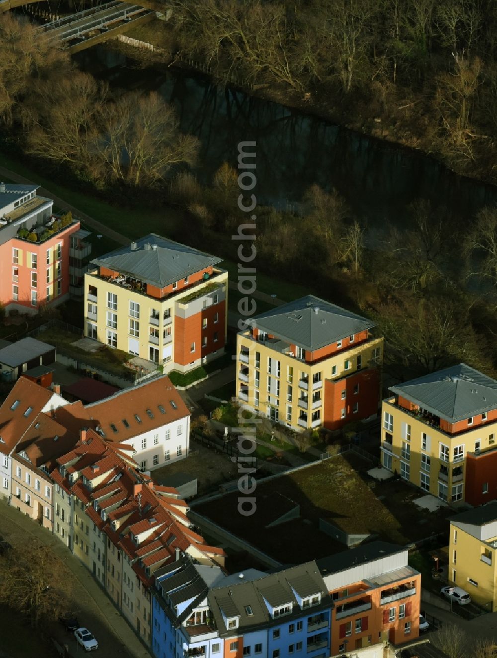 Aerial photograph Frankfurt (Oder) - Residential area of a multi-family house settlement Fischerstrasse - Leopoldufer in Frankfurt (Oder) in the state Brandenburg