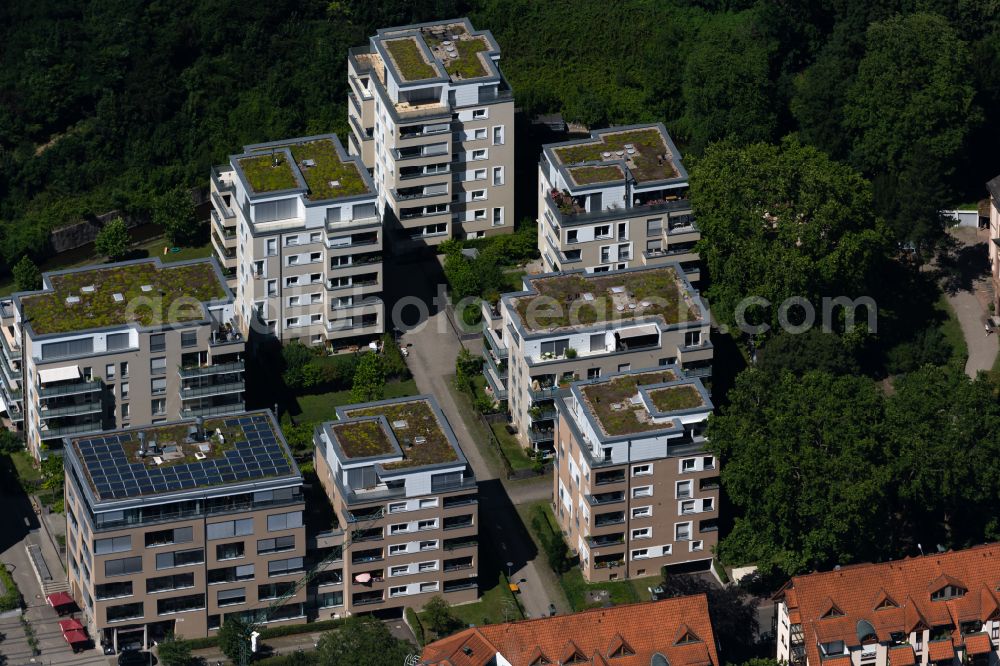 Aerial image Freiburg im Breisgau - Residential area of the multi-family house settlement on street Kartaeuserstrasse in the district Oberau in Freiburg im Breisgau in the state Baden-Wuerttemberg, Germany