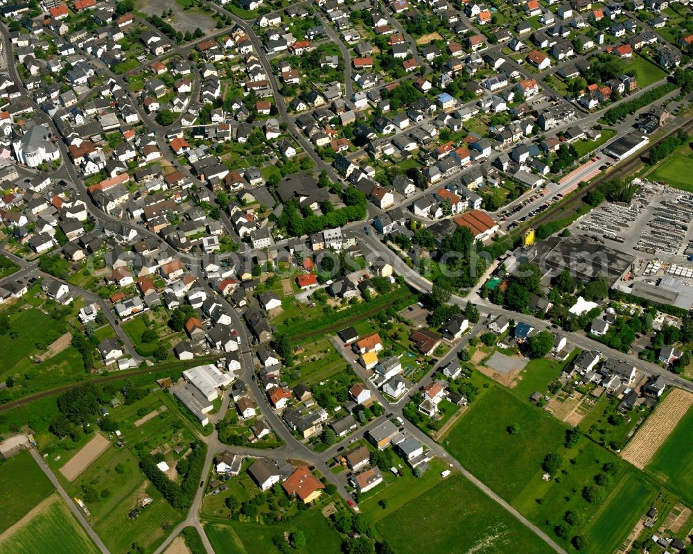 Aerial image Frickhofen - Residential area of the multi-family house settlement in Frickhofen in the state Hesse, Germany
