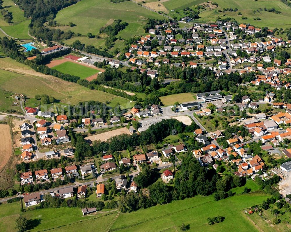 Aerial photograph Fränkisch-Crumbach - Residential area of the multi-family house settlement in Fränkisch-Crumbach in the state Hesse, Germany