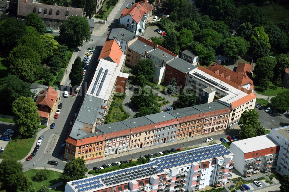 Halberstadt from above - Residential area of a multi-family house settlement Georgenstrasse - Finckestrasse - Gleimstrasse in Halberstadt in the state Saxony-Anhalt