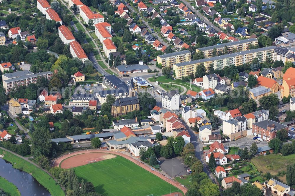 Aerial photograph Gera - Residential area of a multi-family house settlement Liebschwitzer Strasse - Strasse der Voelkerfreundschaft in Gera in the state Thuringia