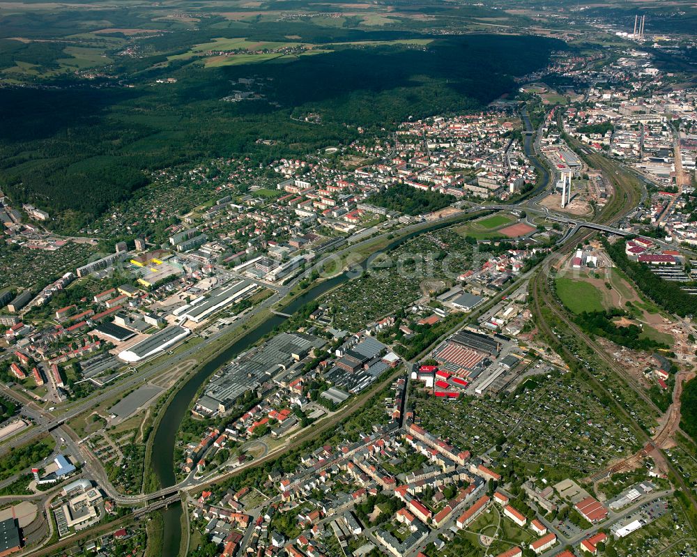 Aerial image Gera - Residential area of the multi-family house settlement in Gera in the state Thuringia, Germany