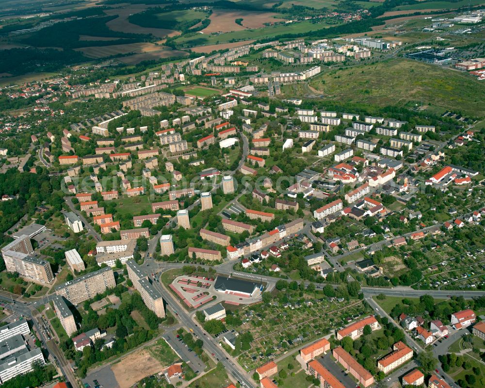 Gera from above - Residential area of the multi-family house settlement in Gera in the state Thuringia, Germany