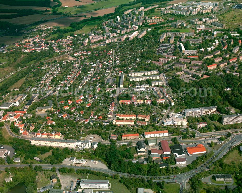 Aerial image Gera - Residential area of the multi-family house settlement in Gera in the state Thuringia, Germany