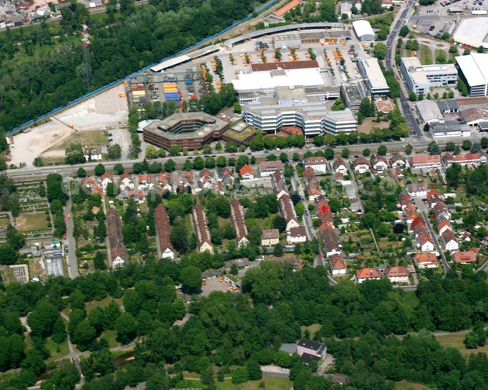 Aerial image Grünwinkel - Residential area of the multi-family house settlement in Grünwinkel in the state Baden-Wuerttemberg, Germany