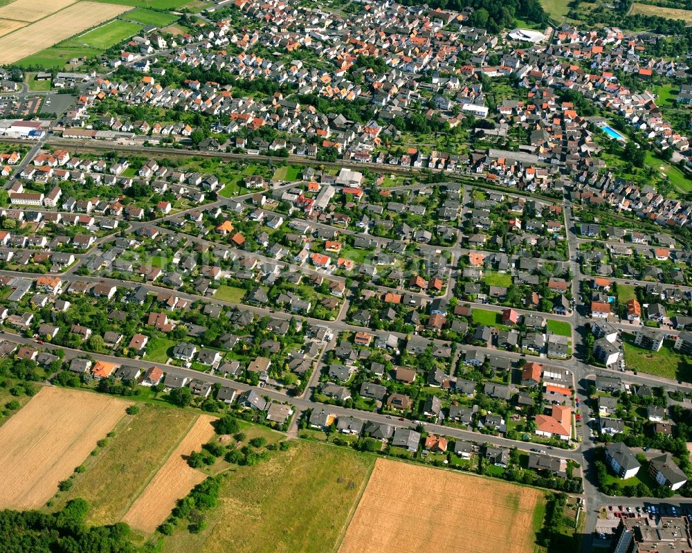 Aerial photograph Großen-Buseck - Residential area of the multi-family house settlement in Großen-Buseck in the state Hesse, Germany