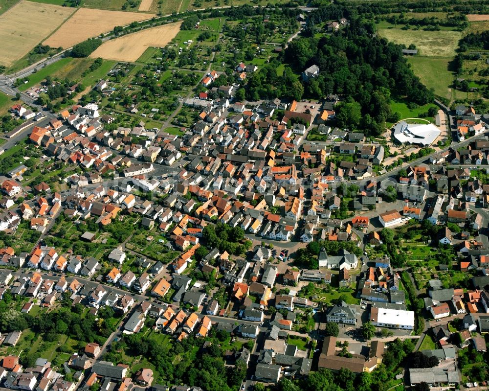 Aerial image Großen-Buseck - Residential area of the multi-family house settlement in Großen-Buseck in the state Hesse, Germany