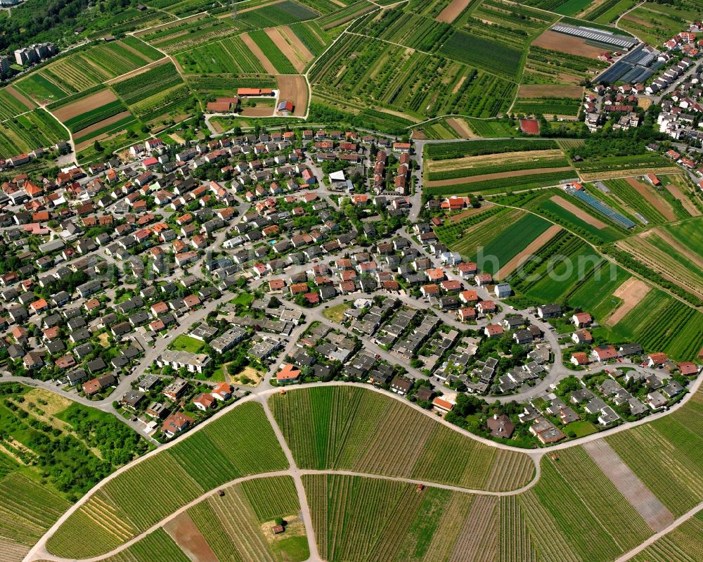 Aerial image Großheppach - Residential area of the multi-family house settlement in Großheppach in the state Baden-Wuerttemberg, Germany