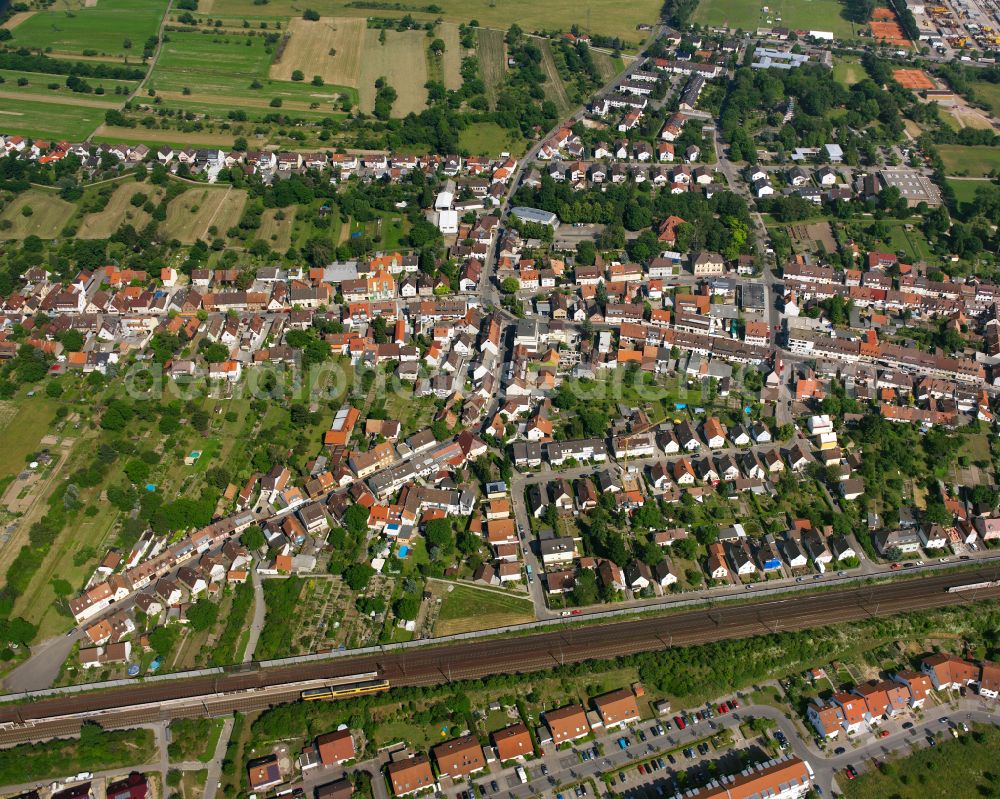 Hagsfeld from above - Residential area of the multi-family house settlement in Hagsfeld in the state Baden-Wuerttemberg, Germany