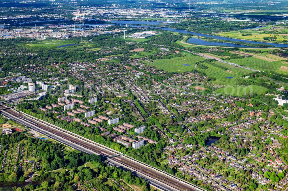 Aerial photograph Hamburg - Residential area of the multi-family house settlement on street Prassekstrasse in Hamburg, Germany