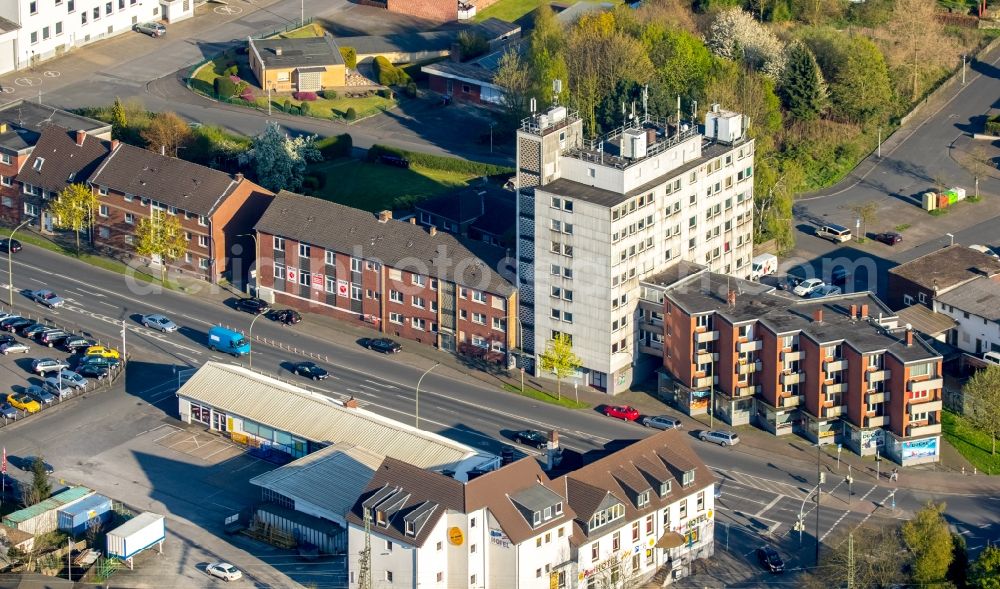 Hamm from above - Residential area of a multi-family house settlement Muensterstrasse - Heessener Strasse in Hamm in the state North Rhine-Westphalia