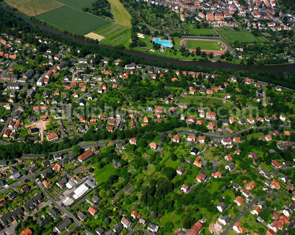 Hann. Münden from the bird's eye view: Residential area of the multi-family house settlement in Hann. Muenden in the state Lower Saxony, Germany