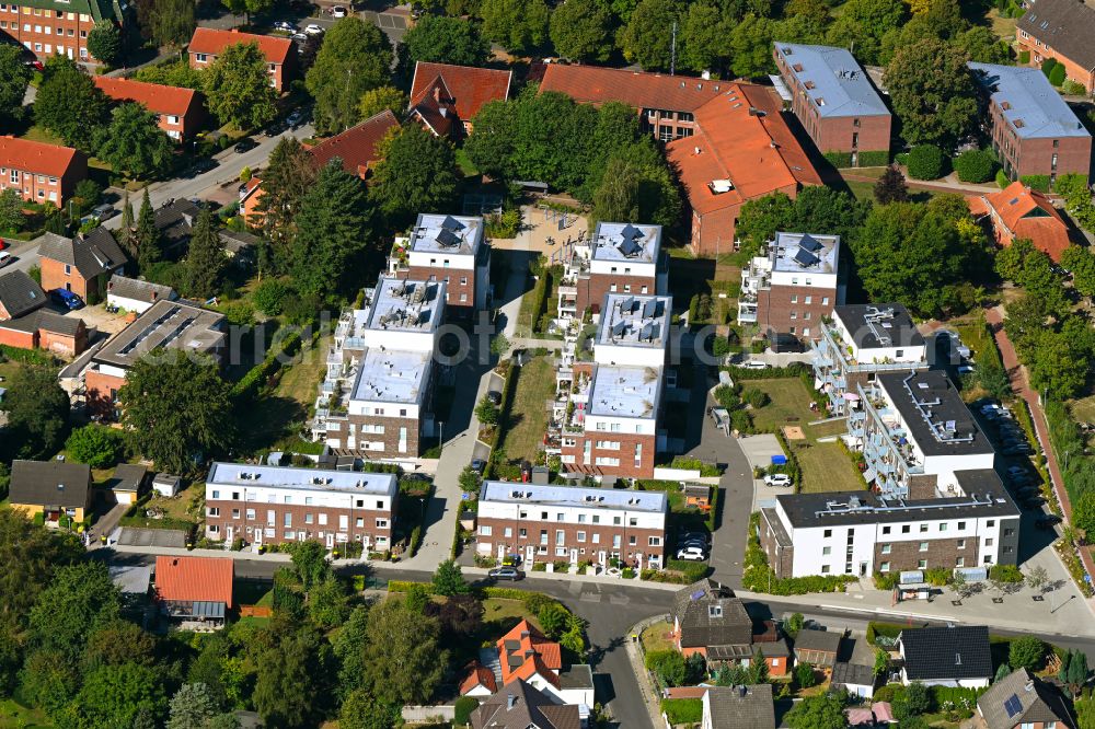 Aerial image Wentorf bei Hamburg - Residential area of the multi-family house settlement on Hans-Rubach-Weg in Wentorf bei Hamburg in the state Schleswig-Holstein, Germany