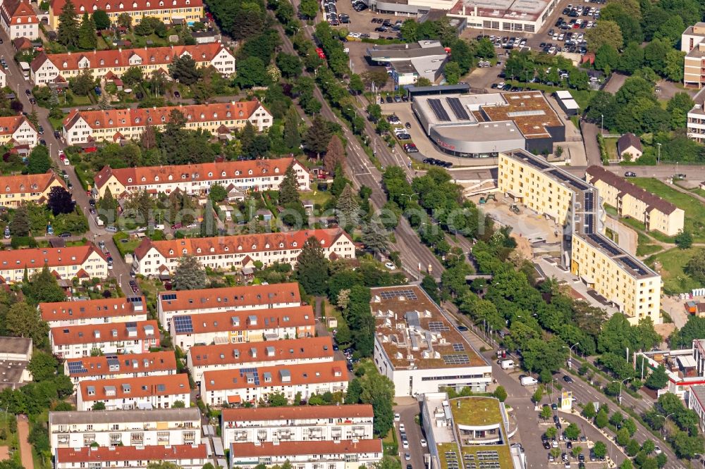 Haslach from the bird's eye view: Residential area of the multi-family house settlement in Haslach ortsteil von Freiburg in the state Baden-Wurttemberg, Germany