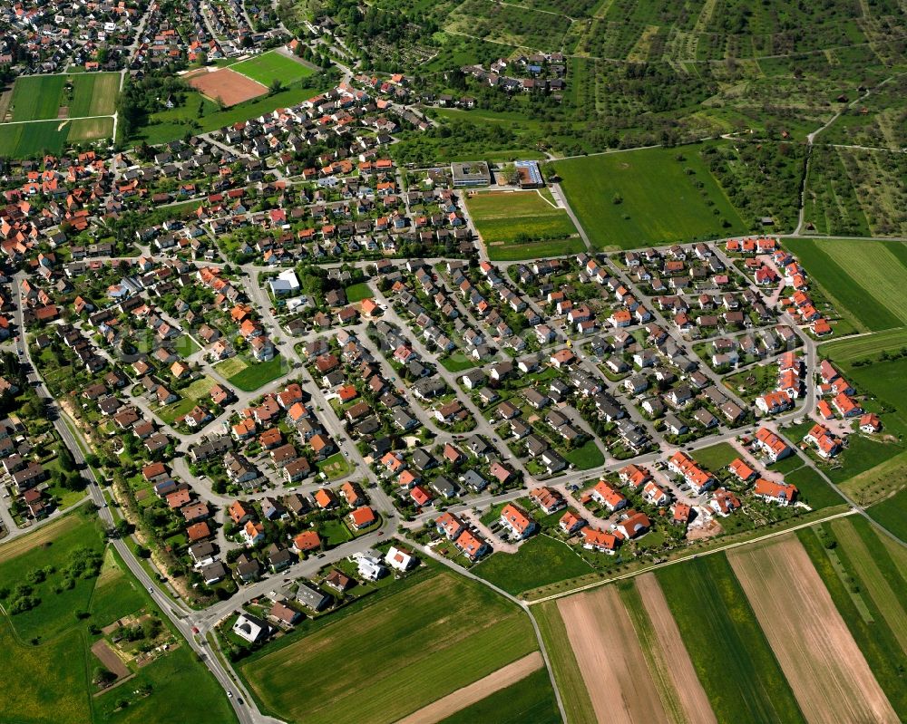 Haubersbronn from the bird's eye view: Residential area of the multi-family house settlement in Haubersbronn in the state Baden-Wuerttemberg, Germany