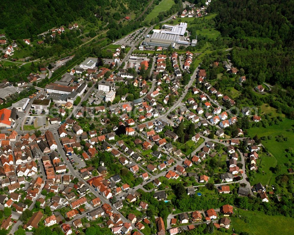 Hausen from above - Residential area of the multi-family house settlement in Hausen in the state Baden-Wuerttemberg, Germany