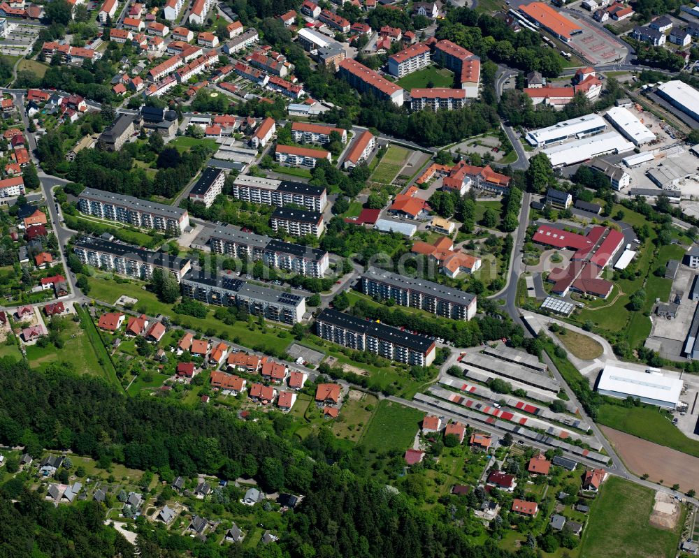 Aerial image Heilbad Heiligenstadt - Residential area of the multi-family house settlement on street Theodor-Storm-Strasse in Heilbad Heiligenstadt in the state Thuringia, Germany