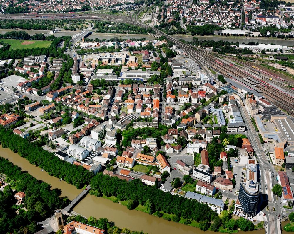 Aerial image Heilbronn - Residential area of the multi-family house settlement in Heilbronn in the state Baden-Wuerttemberg, Germany