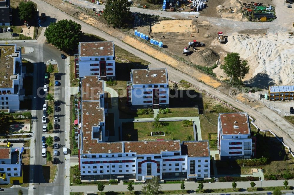 Berlin from above - Residential area of the multi-family house settlement Hermann-Dorner-Allee - Konrad-Zuse-Strasse in the district Adlershof in Berlin, Germany