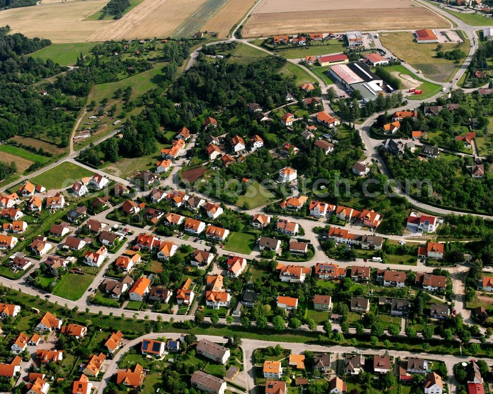 Herrieden from above - Residential area of the multi-family house settlement in Herrieden in the state Bavaria, Germany