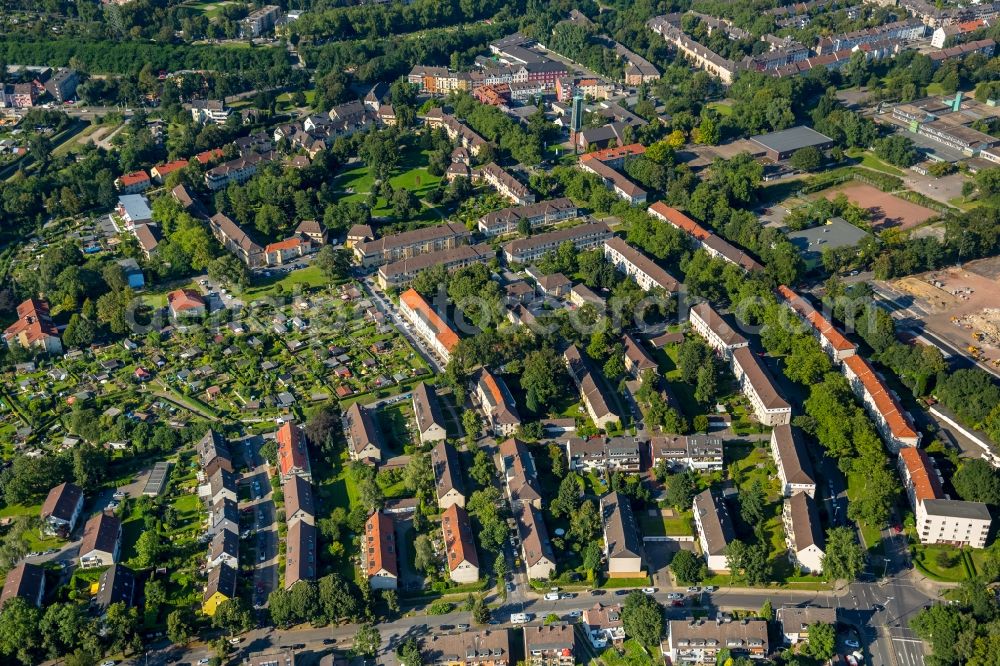 Aerial image Essen - Residential area of the multi-family house settlement Hirtsiefersiedlung in Essen in the state North Rhine-Westphalia