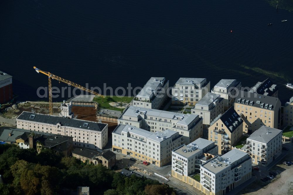 Potsdam from above - Overlooking the historic town on the banks of the Havel memory of Potsdam, the state capital of Brandenburg. The area is being rebuilt by the company Prince of Prussia Grundbesitz AG, Speicherstadt GmbH, the Grothe group and Pro Potsdam. Here emerged condominiums and rental apartments