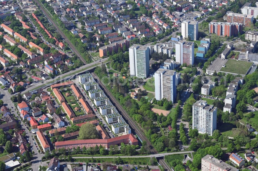 Freiburg im Breisgau from above - Residential area of the multi-family house settlement in the district Haslach in Freiburg im Breisgau in the state Baden-Wurttemberg, Germany